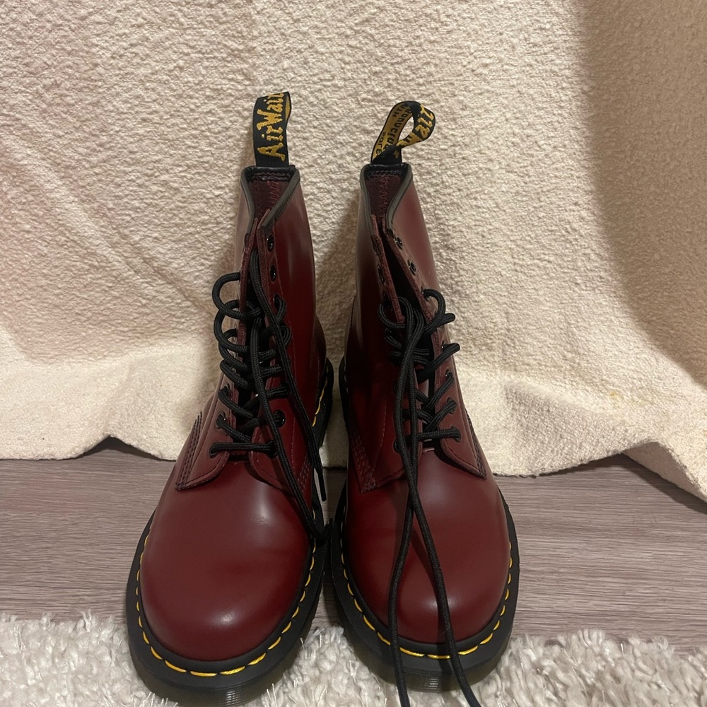 Dr. Martens Burgundy Boots with Black Laces
